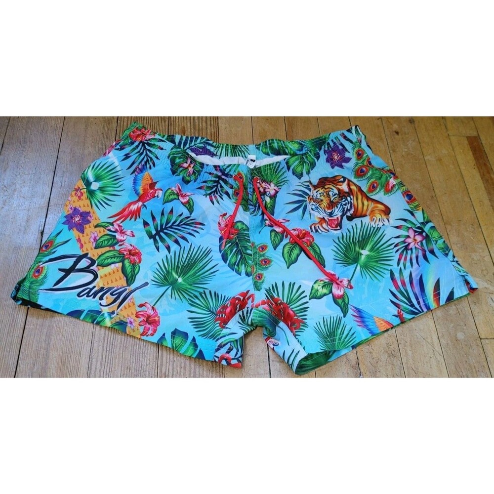 Bang! Miami Beach Shorts Pop Love Summer Tiger Forest Swim Trunks Size XL